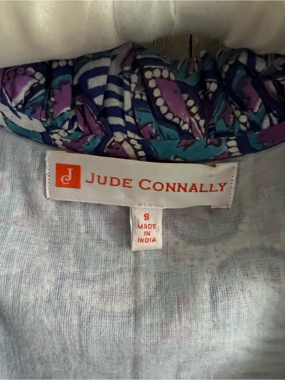 Jude Connally Maria Cotton Voile Blue & Purple Floral Mini Dress Boho Tier Small - Picture 4 of 5
